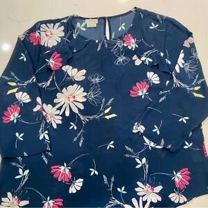 Van Heusen Navy Floral Blouse